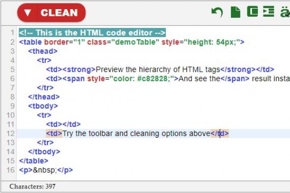 Zdarma online HTML editor, čistič a konvertor